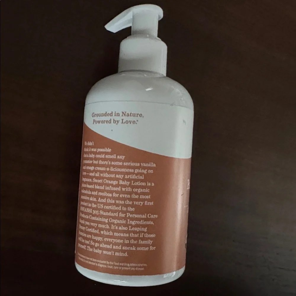 NEW! earth mama SWEET ORANGE Baby Lotion Organic Unopened Pump FOR EVERYONE 8 oz
